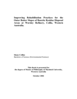 Improving rehabilitation practices for the outer batter slopes of bauxite residue disposal areas at Worsley refinery, Collie, Western Australia