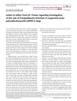 Letter to editor from Dr. Foster regarding Investigation of the role of Campylobacter infection in suspected acute polyradiculoneuritis (APN) in dogs