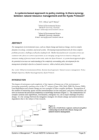 A systems-based approach to policy making. Is there synergybetween natural resource management and the Kyoto Protocol?