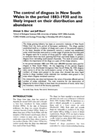 The control of dingoes in New South Wales in the period 1883-1930 and its likely impact on their distribution and abundance