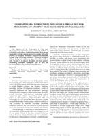 Comparing background elimination approaches for processing of ancient Thai manuscipts on palm leaves