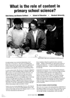 What is the role of content in primary school science?