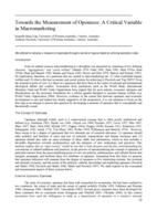 Toward the measurement of openness: A critical variable in macromarketing