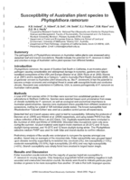 Susceptibility of Australian plant species to Phytophthora ramorum