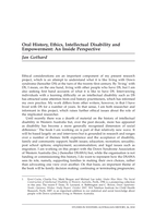 Oral history, ethics, intellectual disability and empowerment: An inside perspective