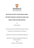 Recycling of spent lithium nickel-cobalt batteries through leaching of nickel and cobalt from cathode material