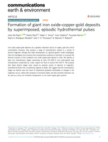 Formation of giant iron oxide-copper-gold deposits by superimposed, episodic hydrothermal pulses