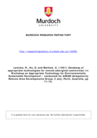 Database of appropriate technologies for remote aboriginal commnities