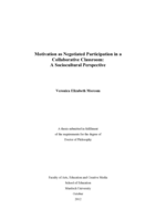 Motivation as negotiated participation in a collaborative classroom: A sociocultural perspective