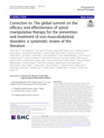 Correction to: The global summit on the efficacy and effectiveness of spinal manipulative therapy for the prevention and treatment of non-musculoskeletal disorders: A systematic review of the literature