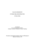 Values and identity in public relations practice in Malaysia