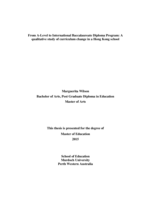 From A-Level to international baccalaureate diploma program: A qualitative study of curriculum change in a Hong Kong school