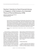 Teachers' intention to teach financial literacy in Singapore: A path analysis of an extended Theory of Planned Behaviour (TPB)