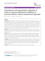 Development and psychometric evaluation of scales to measure professional confidence in manual medicine: A Rasch measurement approach