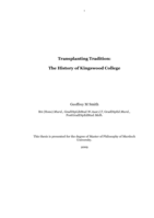 Transplanting tradition: The history of Kingswood College