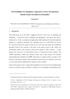 The possibilities of a regulatory approach to answer the question: Should genetic inventions be patentable?