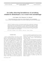 An index showing breakdown of seriation, related to disturbance, in a coral-reef assemblage