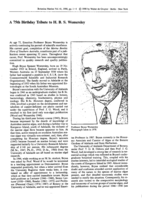 A 75th birthday tribute to H.B.S. Womersley