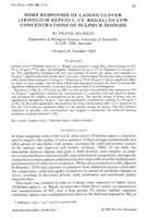 Some responses of ladino clover (Trifolium repens L. cv. Regal) to low concentrations of sulphur dioxide