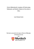 Factors influencing the acceptance of E-book among mathematics and statistics students at universities in Libya