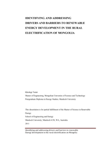Identifying and addressing drivers and barriers to renewable energy development in the rural electrification of Mongolia
