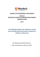 Investigating whether the turbulence model from existing small wind turbine standards is valid for rooftop sites