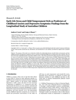 Early life stress and child temperament style as predictors of childhood anxiety and depressive symptoms: Findings from the longitudinal study of Australian children
