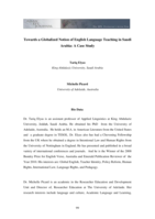 Towards a globalized notion of English language teaching in Saudi Arabia: A case study