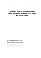 Performance monitoring of Residential Solar PV systems and evaluation of the use of storage batteries with installed systems