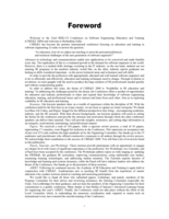 Forward to Scalability in SE education and training: Proceedings of CSEE&T2009