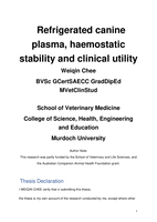 Refrigerated canine plasma, haemostatic stability and clinical utility