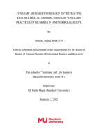 Funerary Archaeoentomology: Investigating entomological assemblages and funerary practices of mummy in ANTINOÖPOLIS, EGYPT.