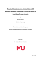 Reducing nitrate levels from drinking water in WA Aboriginal Homeland Communities: Testing the viability of Small-Scale reverse osmosis
