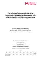 The effects of exposure to bacterial infection on behaviour and metabolic rate of a freshwater fish, Nannoperca vittata