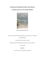 Comparative seed longevity testing on native Western Australian species in ex situ storage conditions