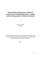 The prevalence of bornavirus, nidovirus, sunshinevirus and Mycoplasma spp. in captive and free-living pythons in Western Australia