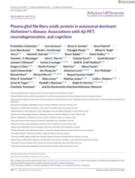 Plasma glial fibrillary acidic protein in autosomal dominant Alzheimer's disease: Associations with A beta-PET, neurodegeneration, and cognition