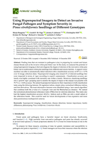 Using hyperspectral imagery to detect an invasive fungal pathogen and symptom severity in Pinus strobiformis seedlings of different genotypes