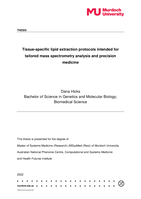 Tissue-specific lipid extraction protocols intended for tailored mass spectrometry analysis and precision medicine