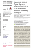 Mutualists or parasites? Context-dependent influence of symbiotic fly larvae on carnivorous investment in the Albany pitcher plant