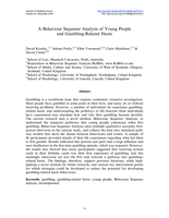A behaviour sequence analysis of young people and gambling-related harm