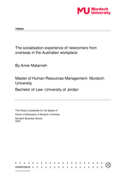 The socialisation experience of newcomers from overseas in the Australian workplace
