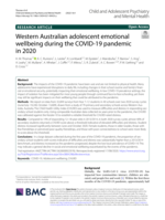 Western Australian adolescent emotional wellbeing during the COVID-19 pandemic in 2020