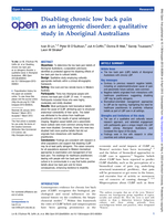 Disabling chronic low back pain as an iatrogenic disorder: a qualitative study in Aboriginal Australians