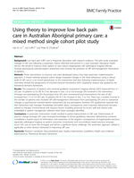 Using theory to improve low back pain care in Australian Aboriginal primary care: a mixed method single cohort pilot study