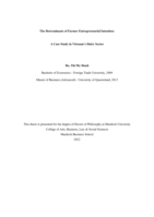 The determinants of farmer entrepreneurial intention: A case study in Vietnam’s dairy sector