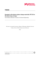 Inorganic salt mixtures phase change materials (PCM) for thermal energy storage