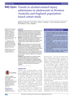 Trends in alcohol-related injury admissions in adolescents in Western Australia and England: population-based cohort study
