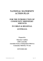National Maternity Action Plan For The Introduction Of Community Midwifery Services In Urban And Regional Australia