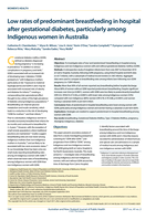 Low rates of predominant breastfeeding in hospital after gestational diabetes, particularly among Indigenous women in Australia